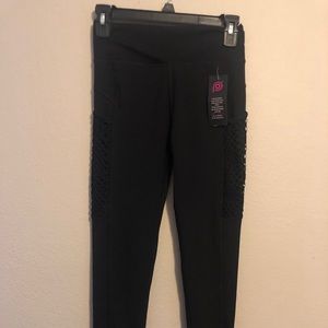 Pop Fit Black Full Length Fishnet Lining  Leggings